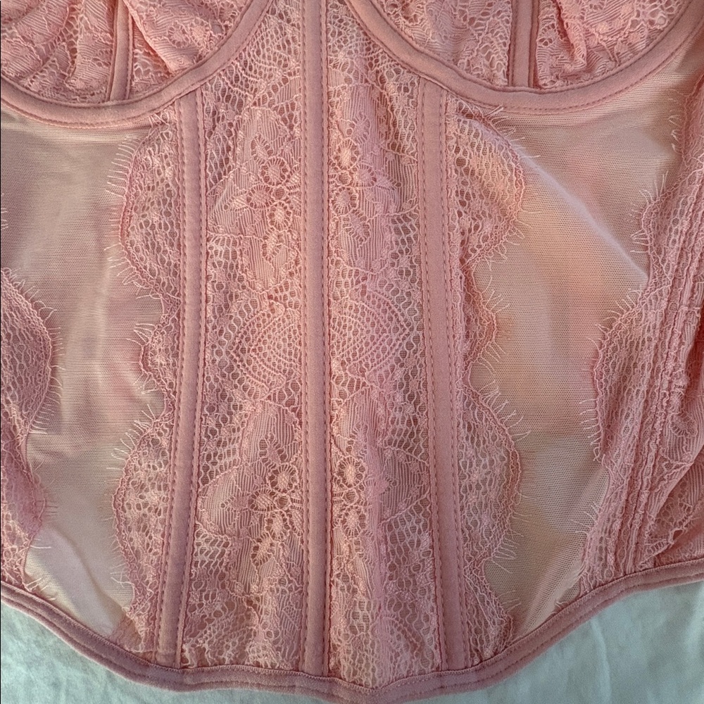 Pink Lace Corset  Bustier  Top Sz L NWT - Picture 9 of 16